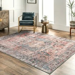 Brand new ⭐ nuLOOM Cammy Machine Washable Faded Vintage Medallion Area Rug ⌛