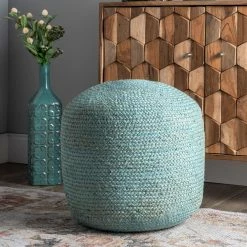 Wholesale 🎁 nuLOOM Bristol Braided Solid Jute Filled Ottoman Pouf 🌟
