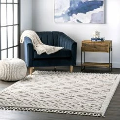 Outlet 🎉 nuLOOM Ansley Soft Lattice Textured Tassel Area Rug 🥰