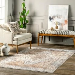 Cheap ⌛ nuLOOM KeilaVintage Stain-Resistant Machine Washable Area Rug 🎁