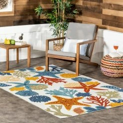 Brand new 🌟 nuLOOM Kourtney Nautical Starfish Indoor/Outdoor Area Rug ⭐