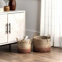 Outlet 🌟 NuLOOM Hae Handwoven Ombre Seagrass Baskets (2-piece set) 🔔