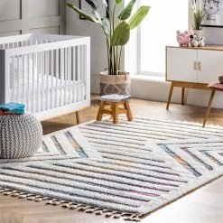 Wholesale 👏 nuLOOM Bristol High-Low Geometric Tassel Area Rug 🤩