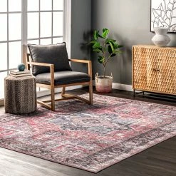 Best Pirce 👍 nuLOOM Jessie Machine Washable Distressed Traditional Medallion Area Rug 🛒