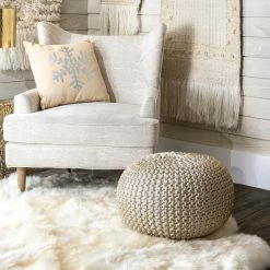 Buy ๐ฅฐ nuLOOM Ling Round Knit Filled Ottoman Pouf ๐