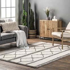 Flash Sale 👍 nuLOOM Sondra Machine Washable Wool Moroccan Diamond Area Rug ✔️