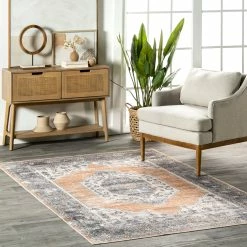 Best Sale 🥰 nuLOOM Crysta Medallion Stain-Resistant Machine Washable Area Rug 😀