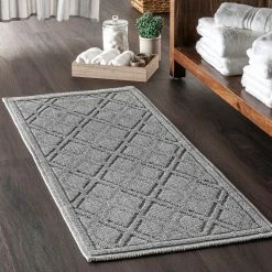 Buy 🔔 nuLOOM Sheridan Textured Diamond Trellis Bath Mat 🎉
