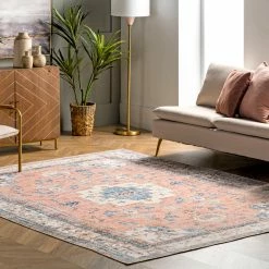 Outlet 👏 nuLOOM Eleanor Machine Washable Distressed Medallion Area Rug 👏
